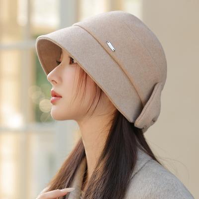 Cappello da pescatore alla moda e versatile in stile coreano, nuovo per la primavera e l'autunno, antivento e caldo per donne, casual, che fa sembrare il viso piccolo, a secchiello