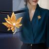 Gold Maple Leaf Brooch Women's Anti-light Activity Accessories Suit Pin Colorful Leaf Corsage Dress Neckline