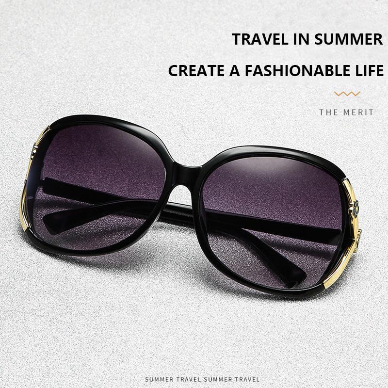 Ochelari de soare Camellia la modă europeană și americană, ochelari de soare eleganți cu umbrire UV, ochelari de soare mari cu față rotundă, ochelari retro subțiri.