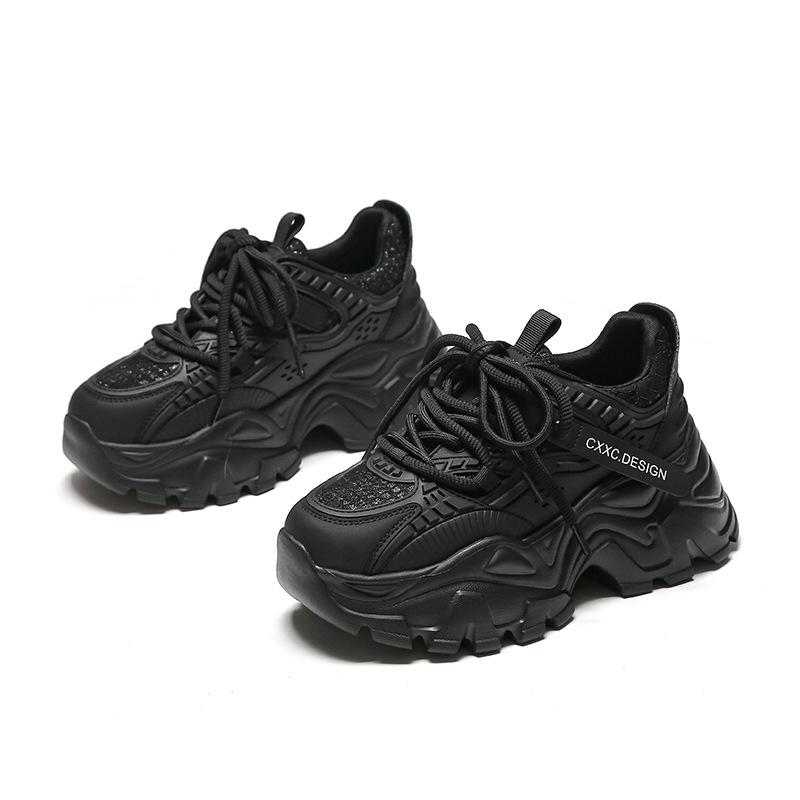 2025 new spring platform dad shoes women's height increased by 7cm versatile, comfortable, breathable and lightweight casual sports shoes