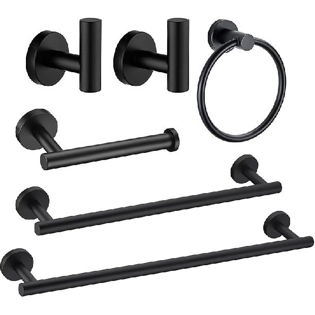 Nolimas 3-Pieces Set Brushed Nickel Bathroom Hardware SUS304 Stainless Steel Round Wall Mounted - Includes 12" Hand Towel Bar, Toilet Paper Holder,