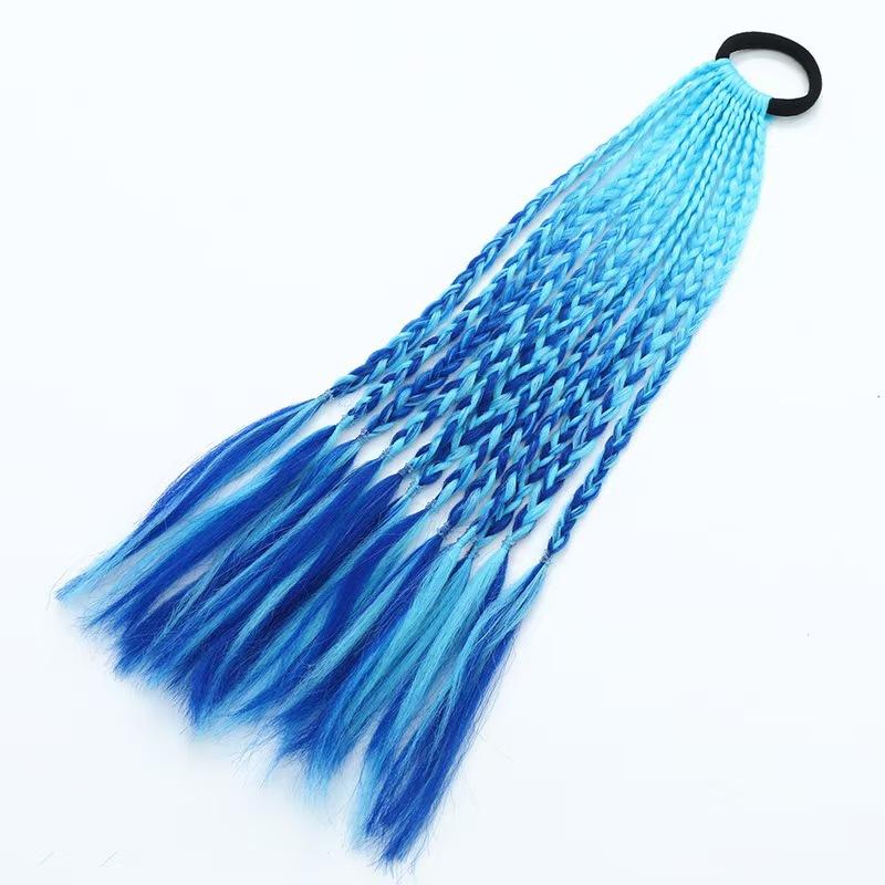1 PCS New Girls Dirty Braids Colorful Twist Tie Wigs Ponytail Kids Hair Accessories Headbands Rubber Bands Princess Headwear