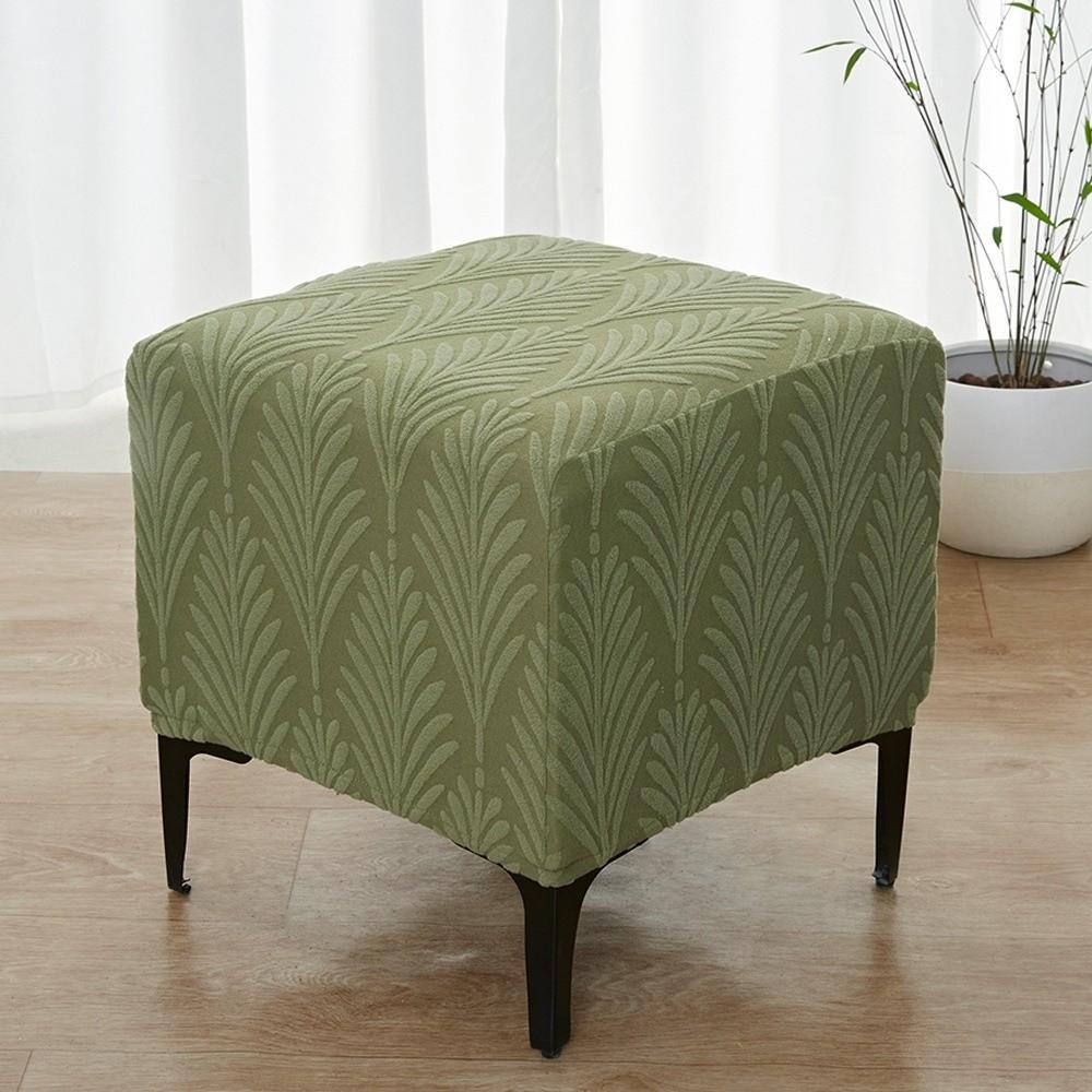 Square Shaped Ottoman Dust Protector Jacquard Velvet Bench Storage Cover  Storage Ottoman Shield