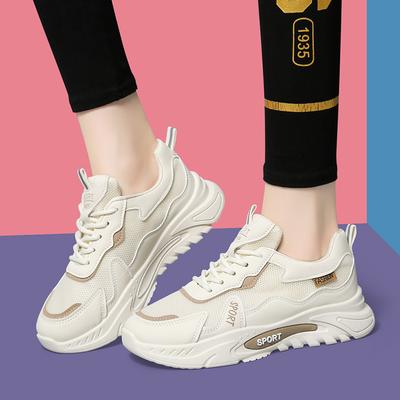 Damenmode Schnür-Freizeitsneaker Leichtgewichtige Weichsohlen-Laufschuhe für Damen Dicksohlige Mesh Atmungsaktive Sportschuhe