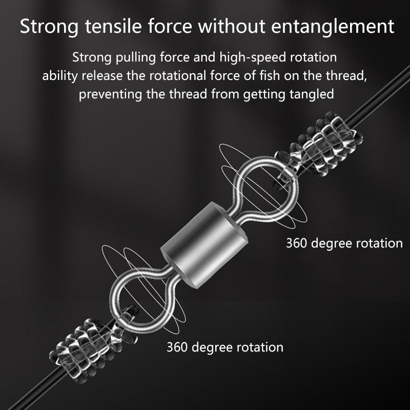 100Pcs Fishing Swivels Stainless Steel Rolling Barrel Swivels Fishing Line Connector Micro Swivel Fishing Lure Solid Ring Swivel