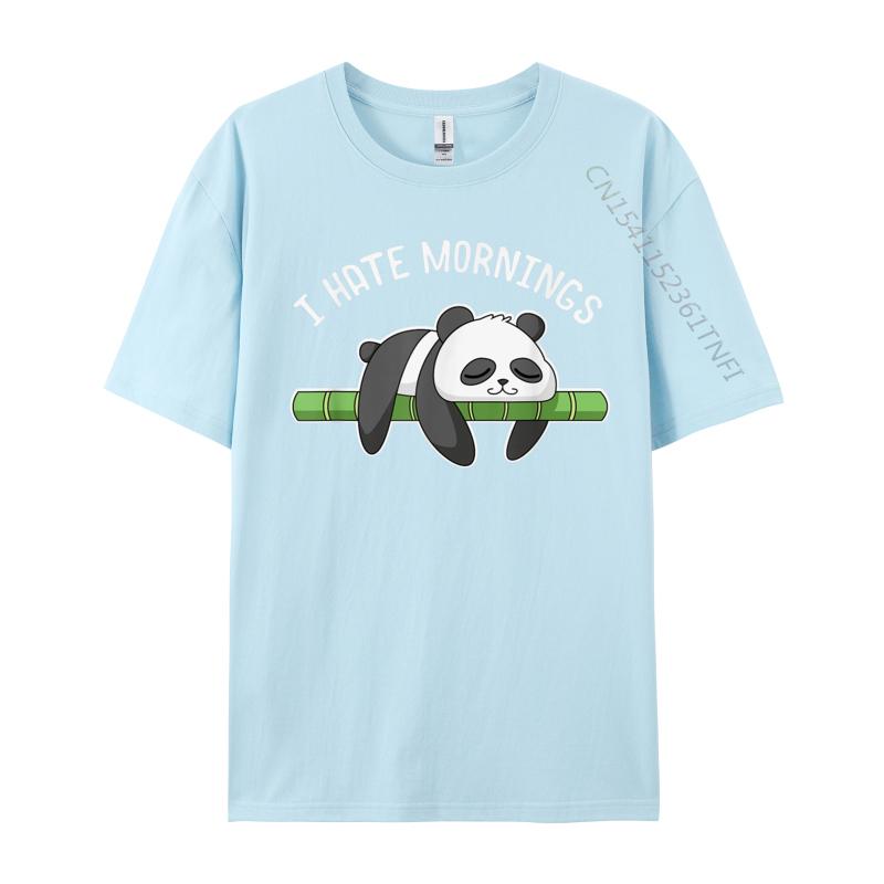 Lazy Panda Gifts I Hate Mornings Summer Hip Hop Tops Tees For Unisex Hip Hop Camisa Premium Cotton T Shirts Top Tshirts