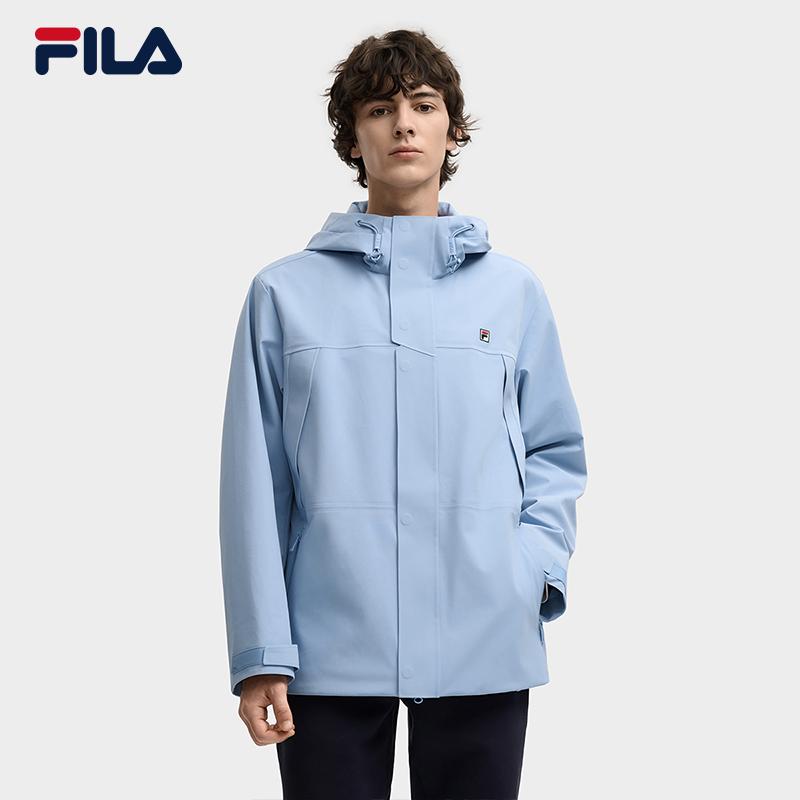 FILA Heritage Minimalist Casual Trendy Versatile Durable Woven Loose Hooded Jacket Men jackets Sky-Blue F11M548702FBU