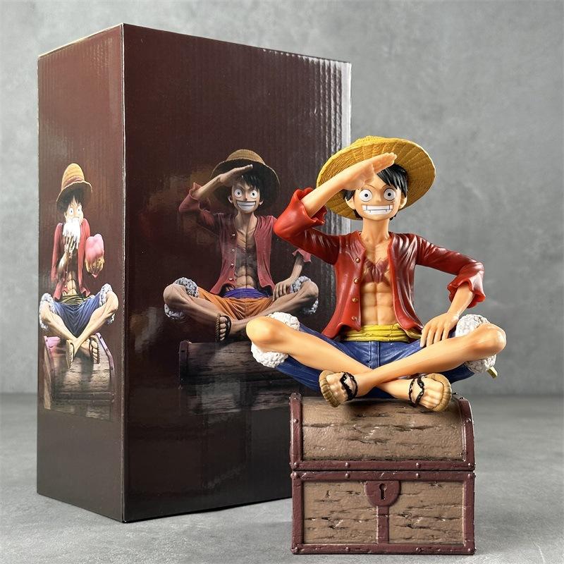 Cartoon One Piece Anime Figure Flag Cake Luffy Figures Three Brothers Series Collection Model Christmas Toy Gift