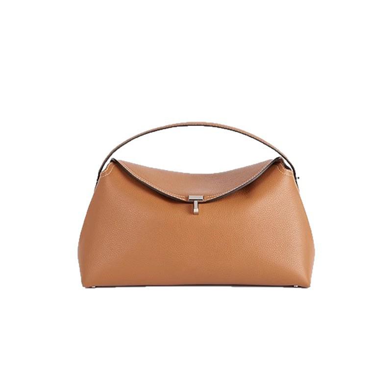 TOTEME Polštářová taška: Pravá kůže, Všestranná módní taška přes rameno, Lehký luxus, Dvouvrstvá dámská kabelka z hovězí kůže.