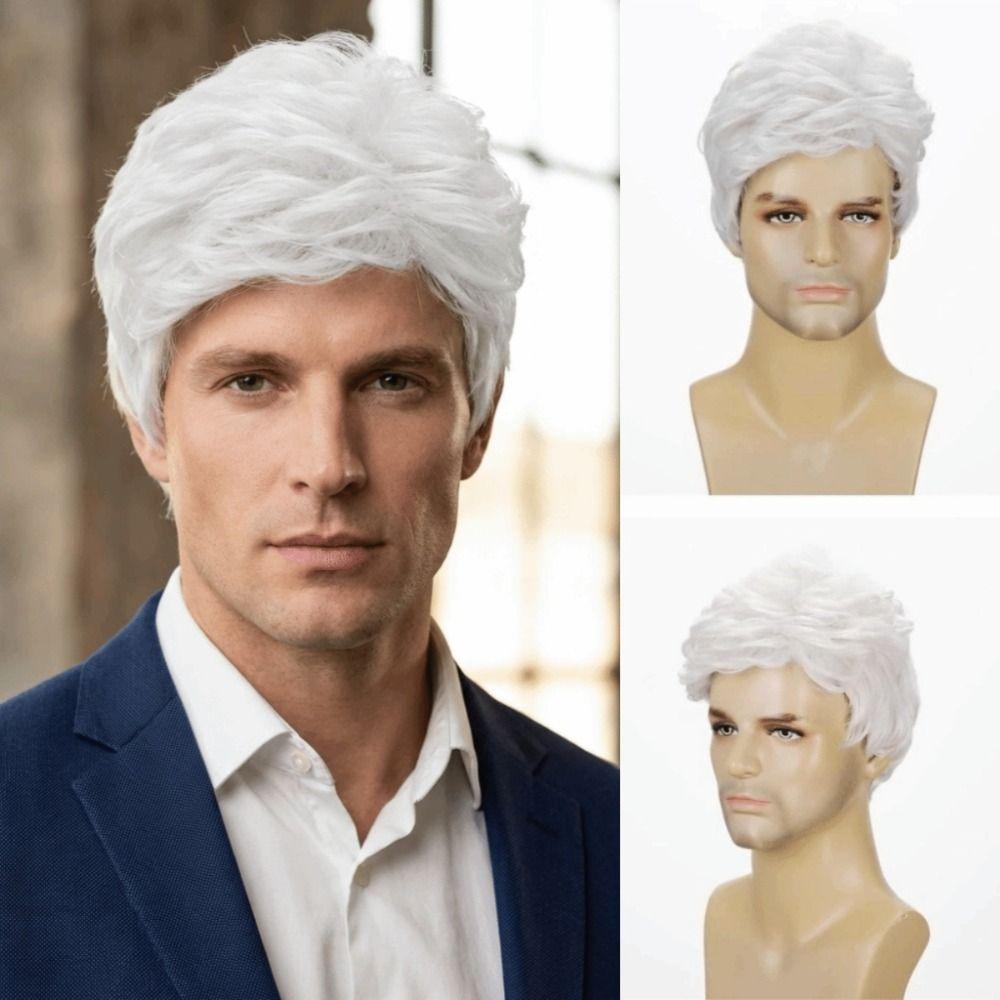 Green White Orange Men Wig with Bangs Natural St. Patrick's Day Wigs Carnival Party