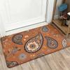 Warm Brown Retro Paisley Floor Mat Non Slip Soft Rug Entryway Farmhouse Decor Ethnic Floral Pattern Household Doormat