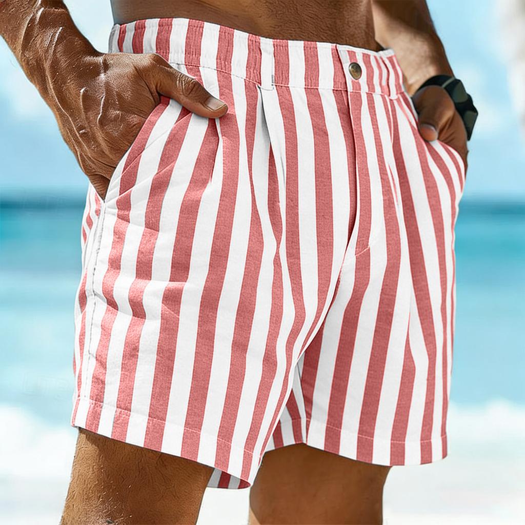 Men's Casual Shorts With Comfortable Lightweight Button Pockets And Monochrome Beach Shorts