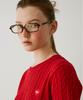 COVERNAT WOMAN Clover Heart Cable Half Knit Red