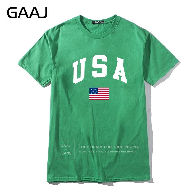 GAAJ USA America Flag Men T Shirt Top High Quality 100 Cotton Tshirts For Man Tshirt Printed Brand Clothing Casual Streetwear