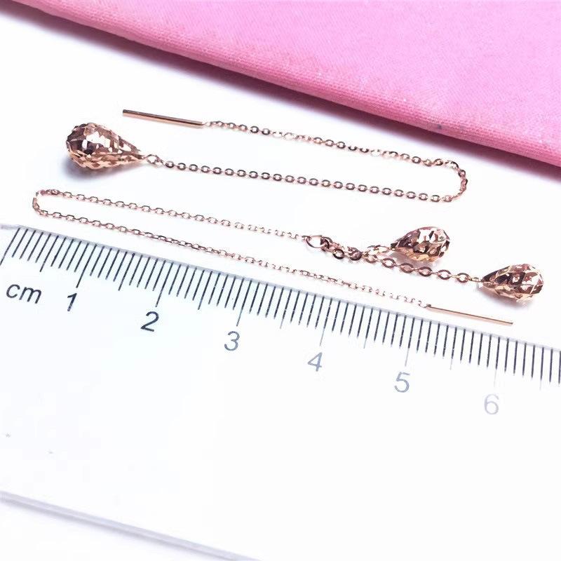 Exquisite Russian Purple Gold Hollow Car Flower Water Drop Earrings Plated With Rose Gold Shiny Ball Pendant Long Earrings Jewelry