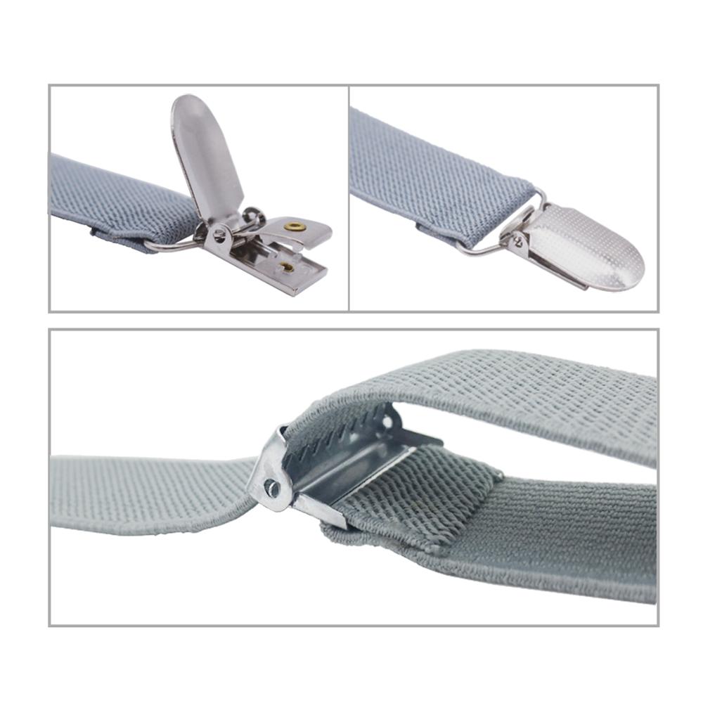 Suspenders for Men Wide X Back With 4 Strong Hooks 2.5cm Women's Pants with Adjustable Elastic Trouser Braces Straps grey