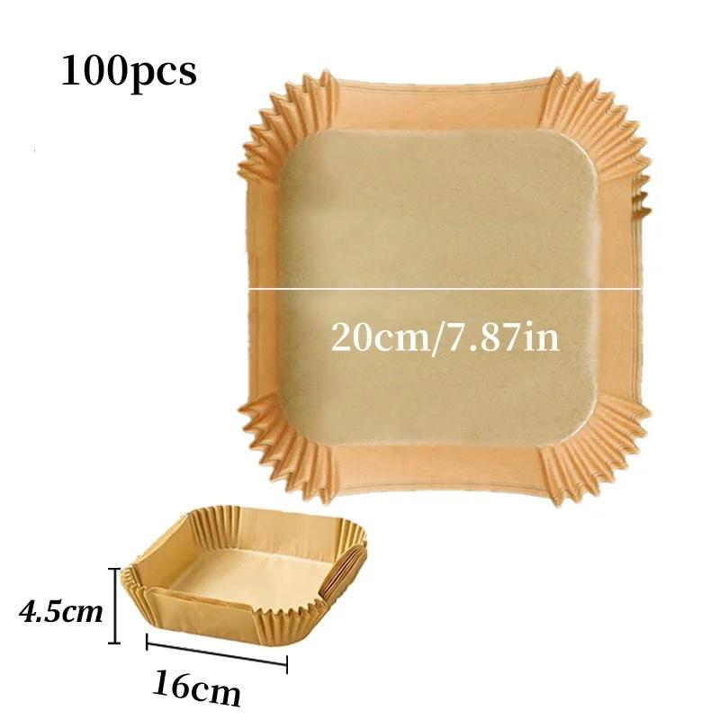 Air Fryer 50/100PCS Bakeware Disposable Paper Tray Non-Stick Mat Oil-proof Liner Non-Stick Mat for Kitchen Oven Baking Paper