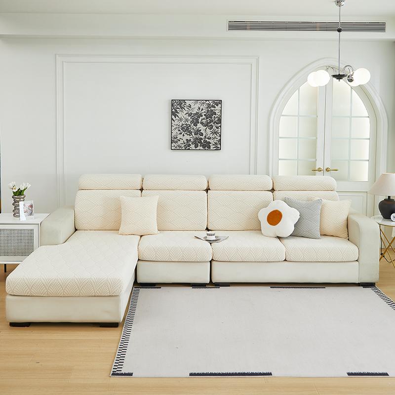 1 Pc Sofa Seat Cover Elastic Jacquard Slipcover For Living Room Easy To Clean Couch Cover A Pattern Of Latteart
