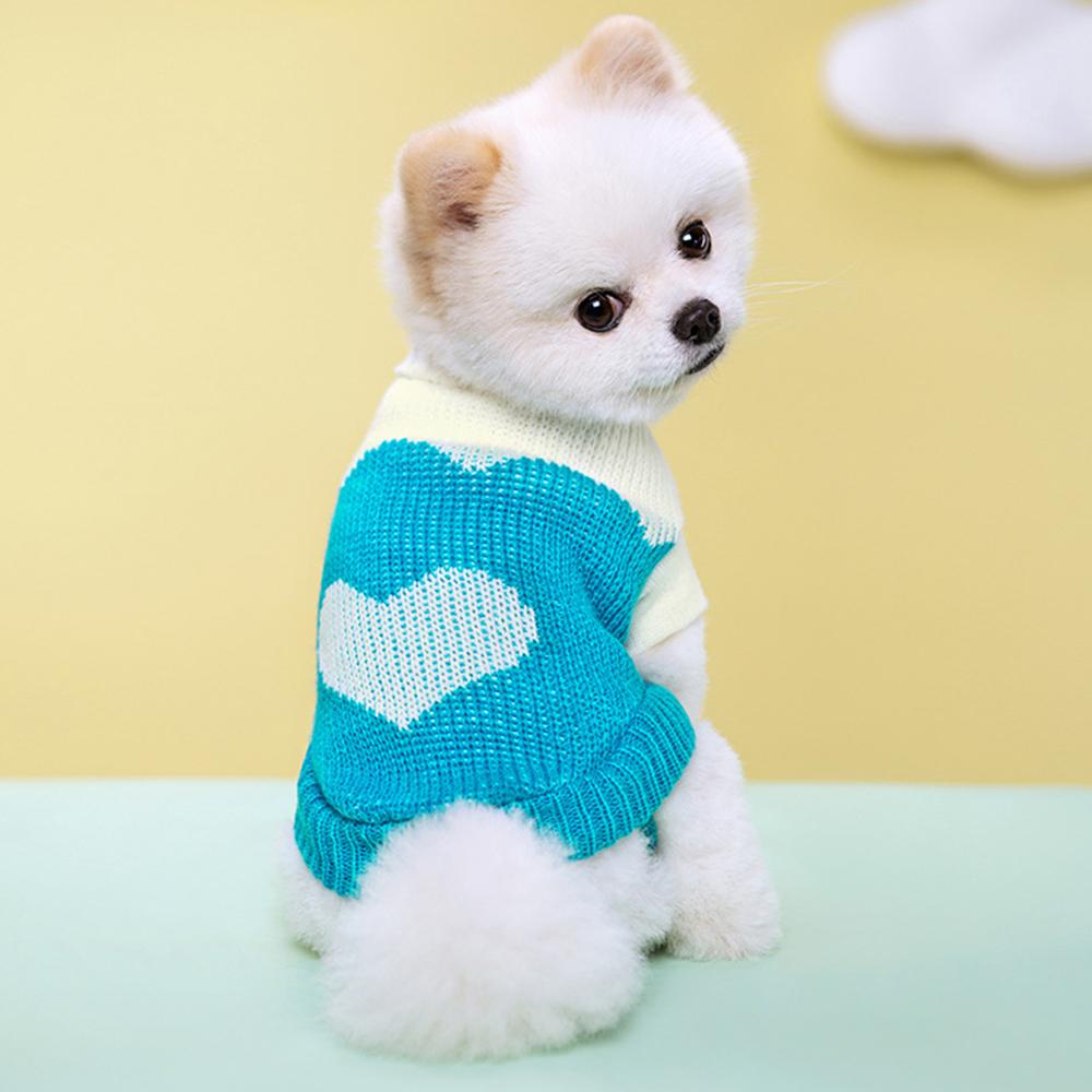 Sweet Wool Knitted Pet Dog Clothing Multi-color Puppy Dog Pullover Cute Fashion Pet Color-block Knitted Sweater Pet Supply