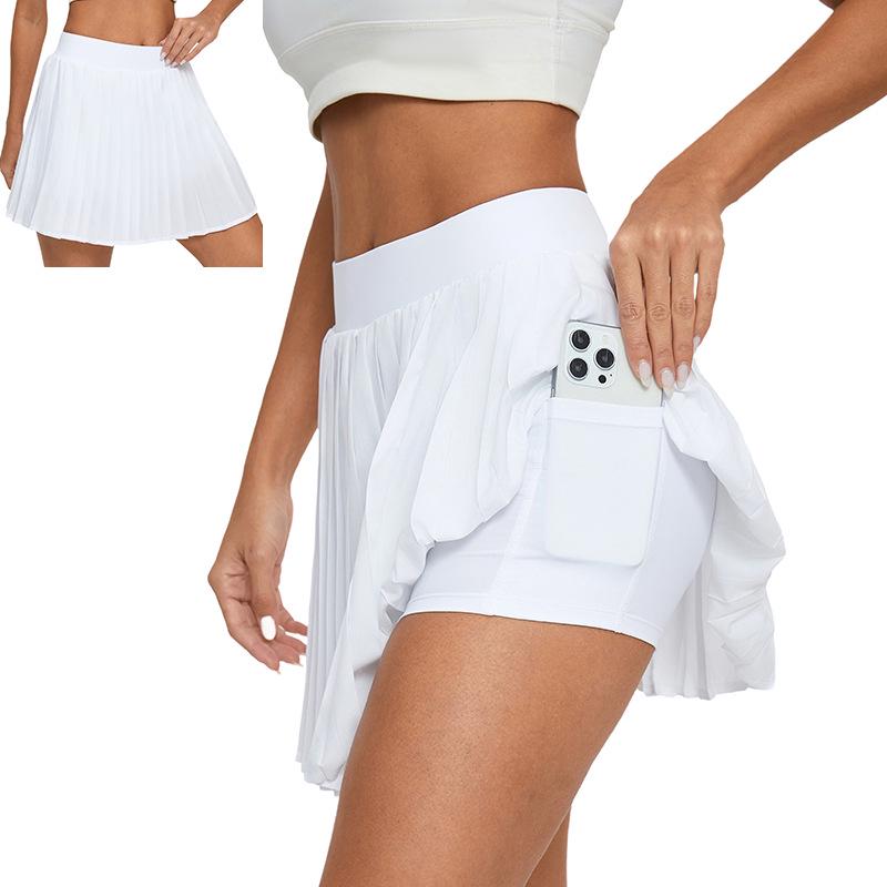 Pleated Low Waist Anti-Exposure Running & Fitness Tennis Skirt with Pockets