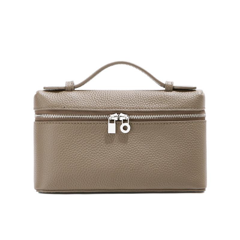 

LP19 Lunch Box Cover Layer Cowhide 2026 Handbag Women s Genuine Leather Shoulder Cross Phone Bag Niche Non Collision Style 20x6.5x11.5cm сірий