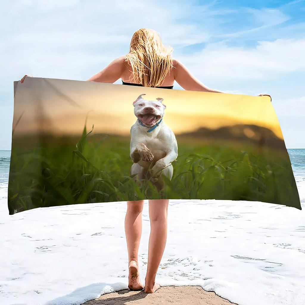 Bull Terrier Print Large Beach Towel for Bath Travel Outdoors Lightweight Soft Towels Super Absorbent Sandproof Quick Dry Towel