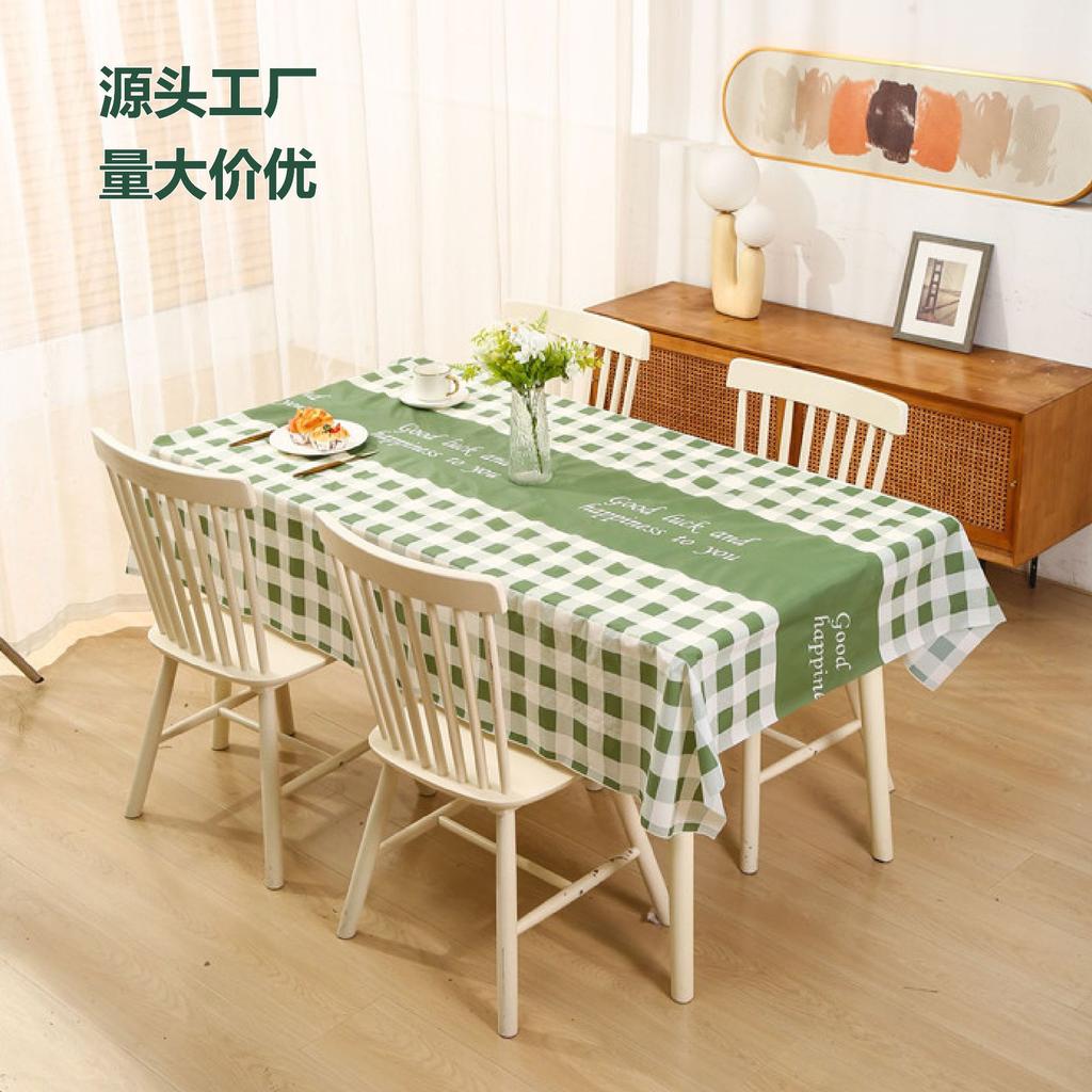 Waterproof And Oil-Proof Tablecloth Solid Color Plaid Rectangular Peva Home Picnic Tablecloth