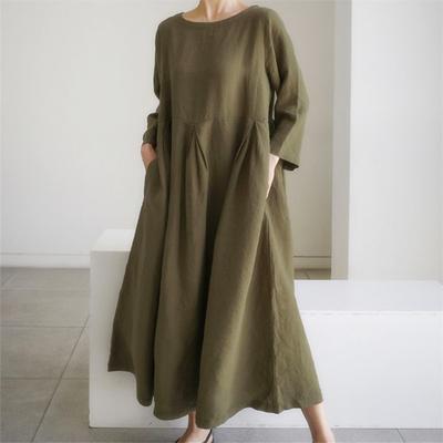 Plus-size Loose Dress Pullover Round Neck Skirt Over The Knee Style of The Academy