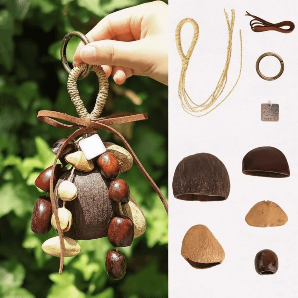 Natürliche Nussnussschale Nussnussschale Windspiele Handgekurbeltes DIY Natürliche Fruchtschale Glocken Bausatz Yoga Meditation Windspiele Material-Bausatz