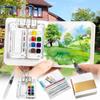 Travel portable painting set mini watercolor paint acrylic box portable ledger sketchbook color palette small drawing board