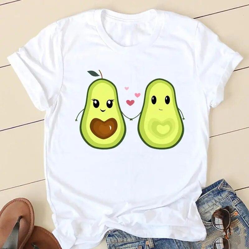 Women Avocado Love Sweet 90s Short Sleeve Graphic Tee T-shirts Female Ladies Fashion Casual Clothing Summer Tshirt Clothes