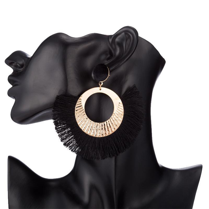 Cotton Unique Geometric Tassel Earrings For Women In Multiple Colors