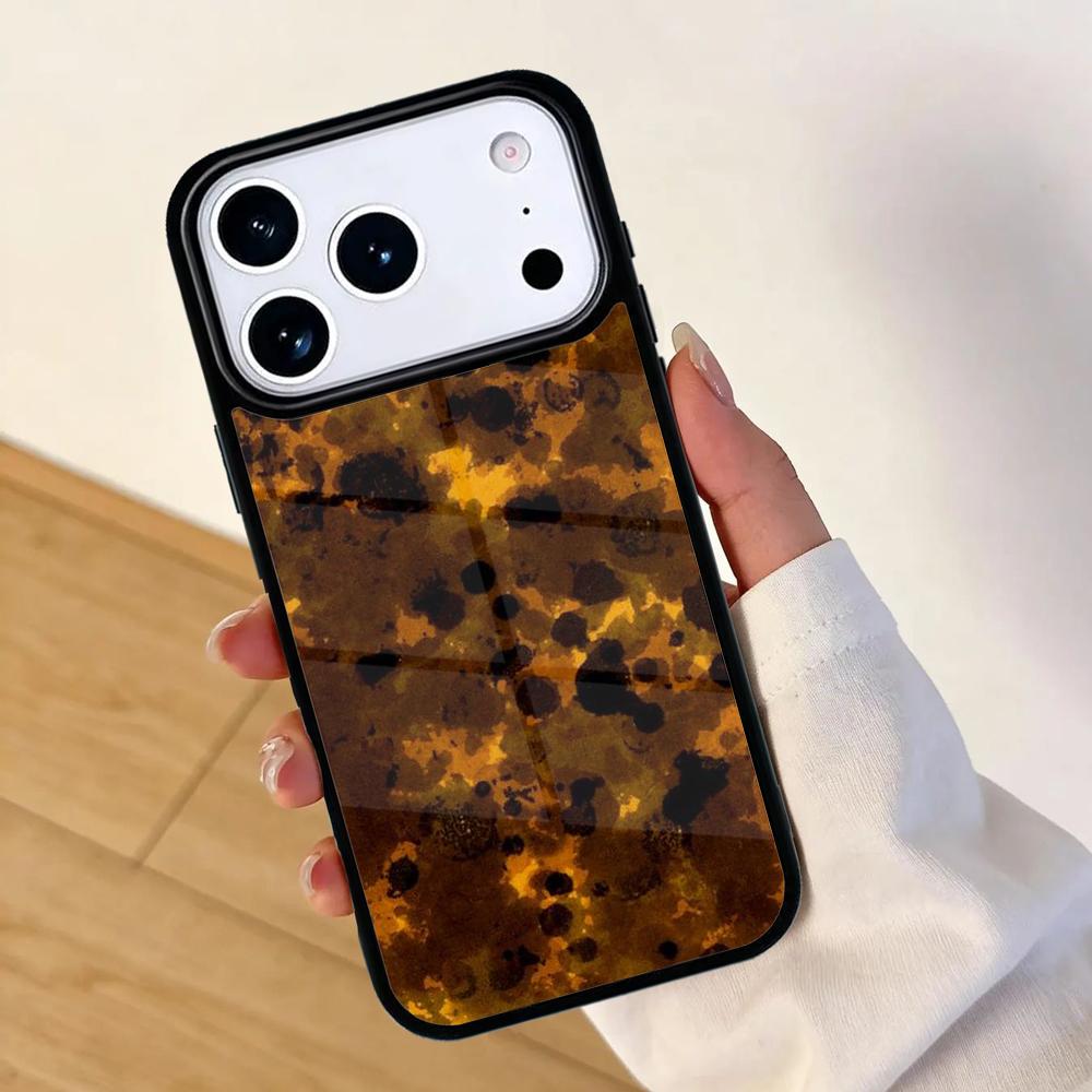 Tortoise Shell Pattern polished Marble Phone Case For Apple iPhone 17 air 16 Pro Max 15 Pro Max 14 13 12 11 Mini Back Cover