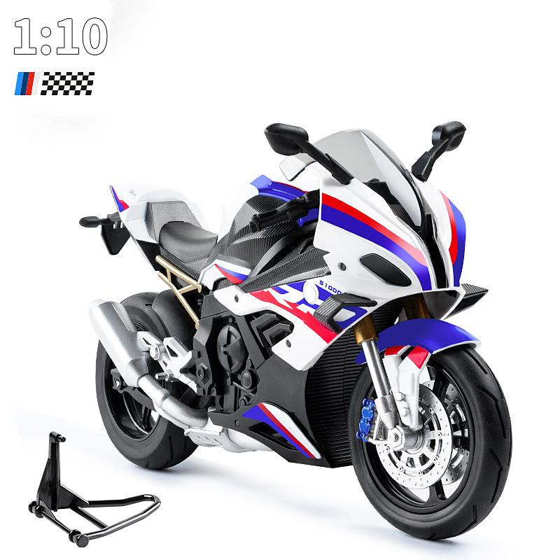 1:10  S1000RR H2R V4S Alloy Die Cast Motorcycle Model Vehicle Collection Sound and Light Off Road Autocycle Toys Car