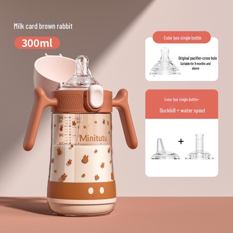 

Бутылка Minitutu с широким горлом, температурно-чувствительной шкалой, откидной крышкой, защитой от падения, метеоризма и присоской-утконосом