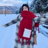 Korean Style Faux Cashmere Scarf with Pocket - Women's Winter High-End Design