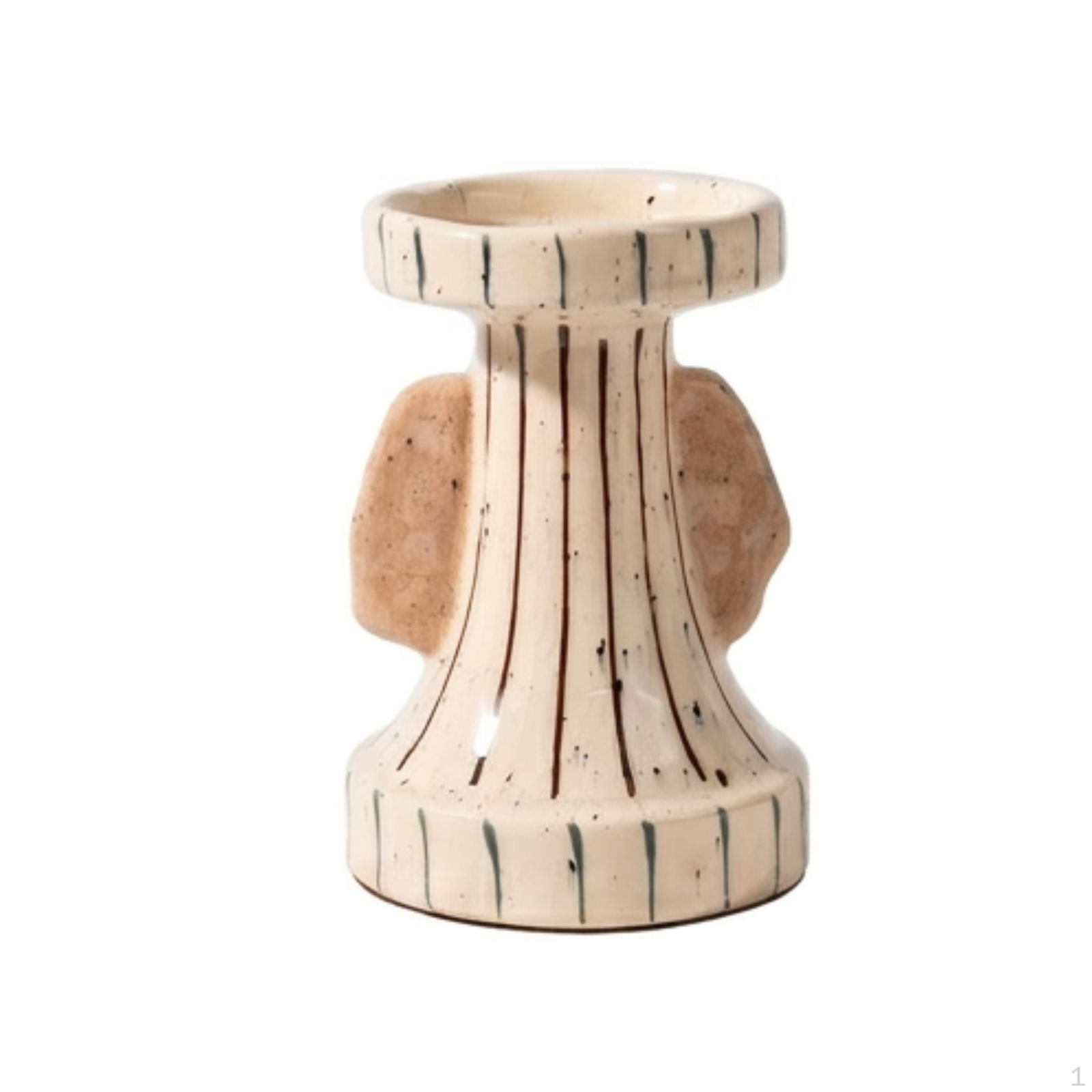 Candlestick with Ears CeramicStyle Sculptural Cream Candle Holder Cups for