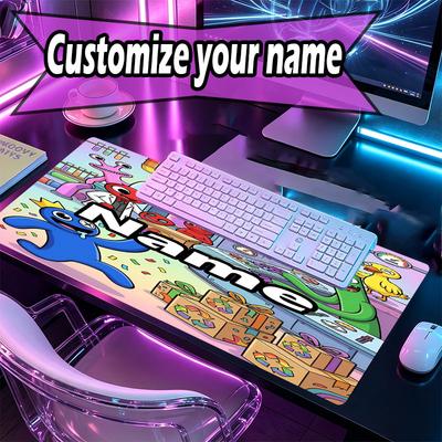 Custom Name Personalized Game Rainbow Friends Pattern Mousepad, Laptop PC Desk Mat, Decorative Desk Mat for Home Keyboard Pad Gift