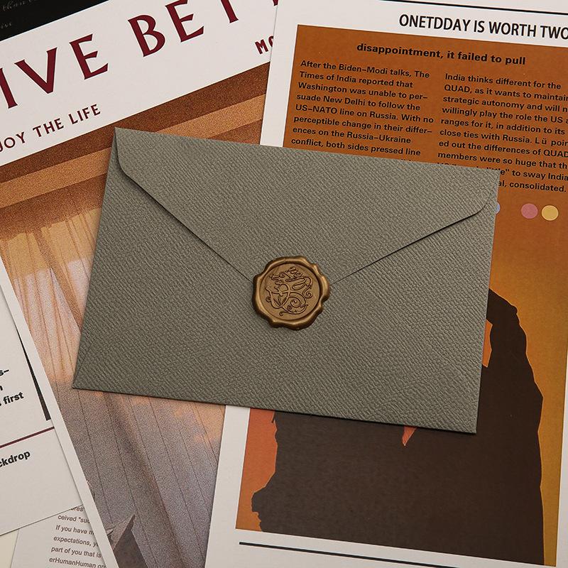 Linen-Textured Envelope Set with Wax Seal - Retro Western Specialty Paper for Love Letters Invitations Linen Envelopes