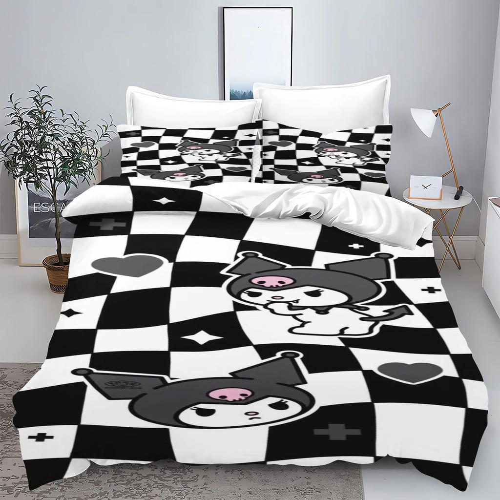 Kuromi My Melody Sanrio Series Printed Bedroom Bedding Set Duvet Cover Christmas Gifts Comforte Cartoon With Pillowcase