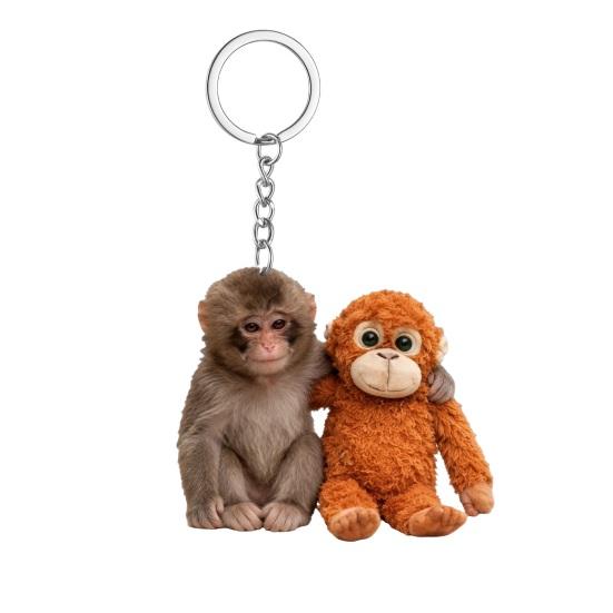 Klíčenka s přívěskem Plácni opici Oboustranný akrylový opičák držící hračku Klíčenka Batoh Kabelka Doplňky