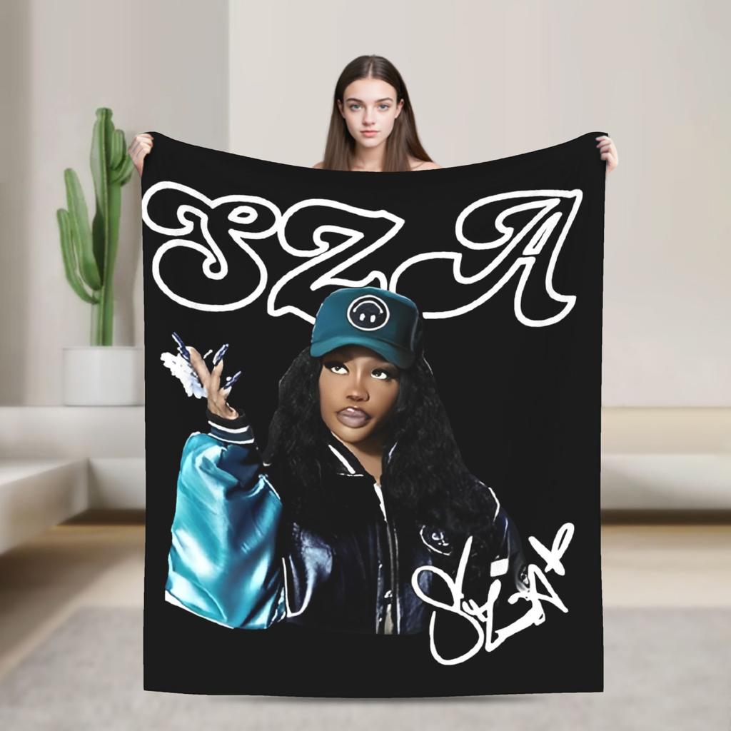 SOS SZA Rapper Knitted Blanket 90s Music Fleece Throw Blanket Bedroom Sofa Decoration Lightweight Bedspread