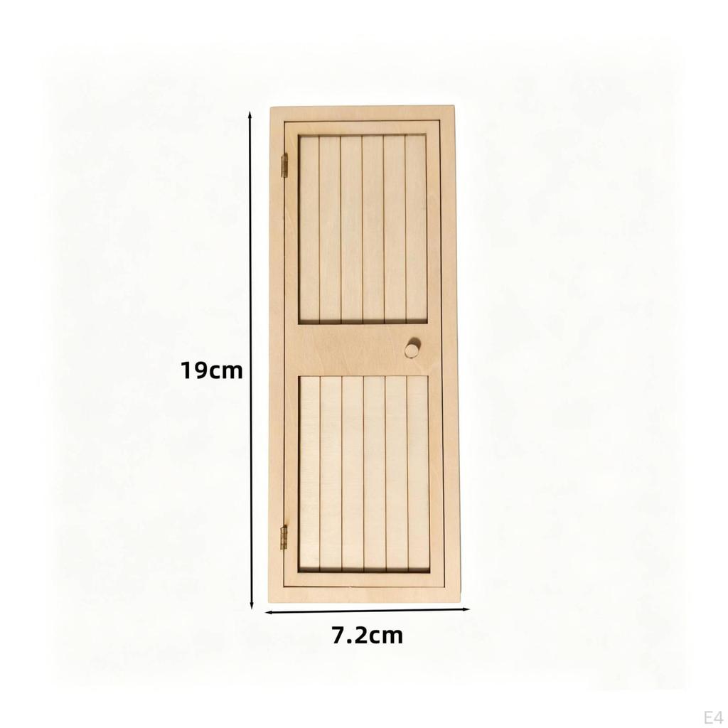 Miniature Wooden Door Unpainted Dollhouse Paintable Toy for Hobbyists, Collectors,