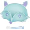 Silikon Baby Teller Saugnapf Rutschfester Baby Teller BPA Frei Mit Löffeln Für Kinder Spülmaschinenfest Mikrowellenfest Tischset Hochstuhl (blau)