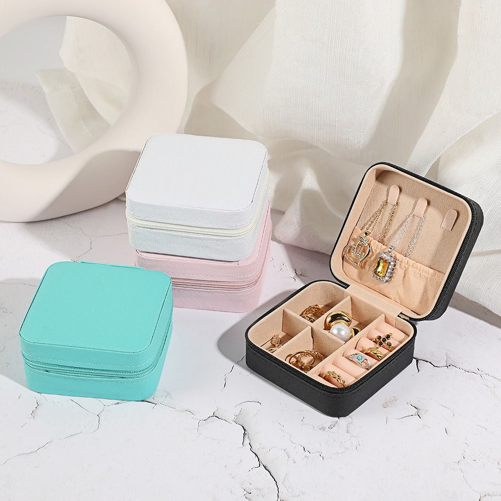 

Necklace Ring Velvet Jewelry Box Display Earrings Organizer Holder Women синій