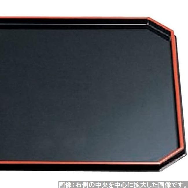 Made in Easy to 4 Shaku 4 Corner Cut Black and SL x 33cm x J-kitchens Placemat, Tray, Japan, Use, Long, Red, (42cm 1.5cm)