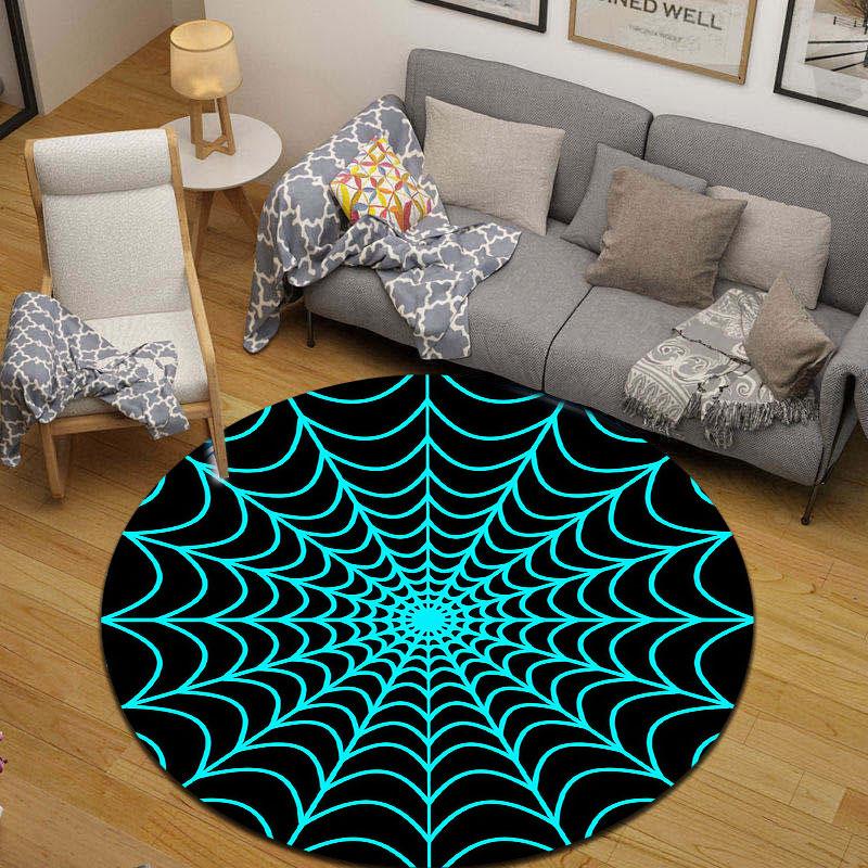 Playful Round Cat Multicolor Accent Rug, Non-Slip Floor Mat for Bedroom