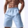 2025 Men's Breathable Cotton Linen Shorts, Elastic Waist, Straight Leg, Solid Color, Casual Beachwear.