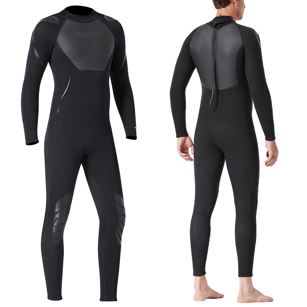 WS-19491 3mm Men Women One Piece Neoprene Nylon   Sleeve Wetsuit Swim Diving Suit(Man Black M)