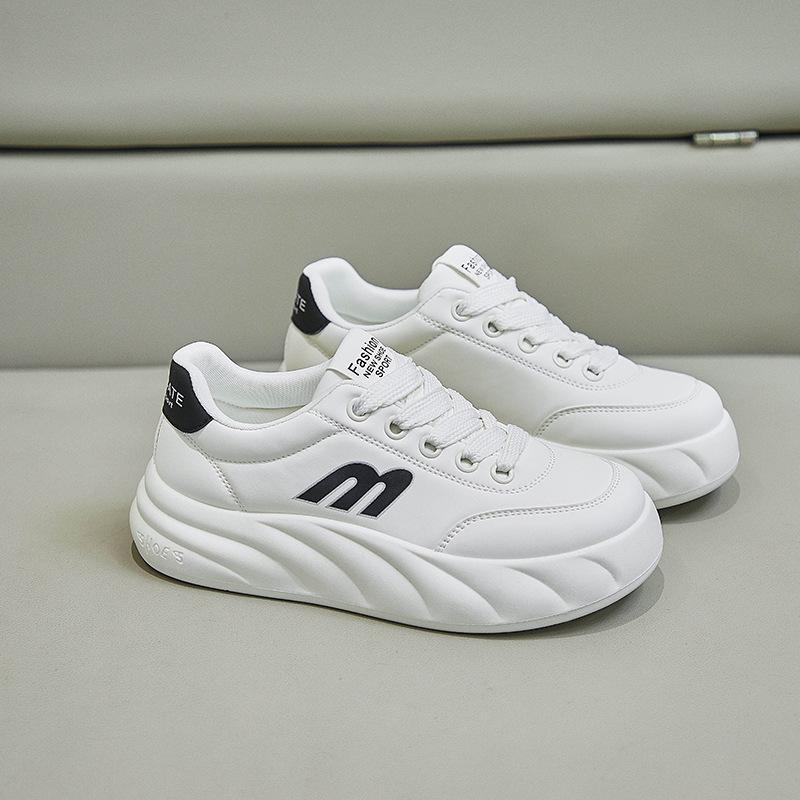 

Женские белые кроссовки из искусственной кожи на платформе, легкие дышащие повседневные кроссовки для бега, кроссовки на шнуровке, спортивные теннисные туфли 40